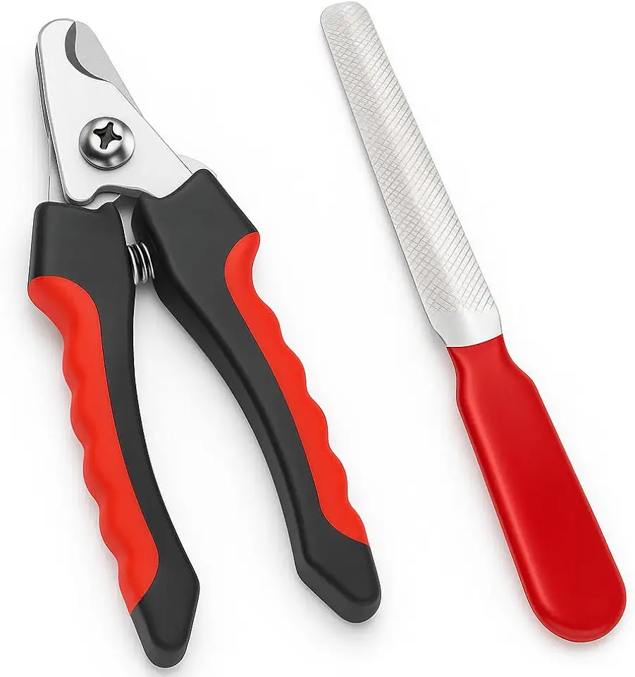 Cortador de Unhas Pet Kit com Alicate e Lixa para Cães e Gatos - Ferramenta de Cuidados para Pets - Corte Seguro e Confortável - Ideal para Gatos e Cães Pequenos e Médios - (VERMELHO) Cuidados