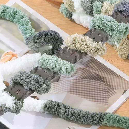 Image of Maboozo Tie Dye Chunky Yarn 8 Pack, Grey, Green, White Fluffy Jumbo Chenille, Soft Plush Bulky, Giant Thick Fuzzy Yarn for Crocheting, Hand Knitting or Arm Knitting (26 yds, 7.5 oz Each)