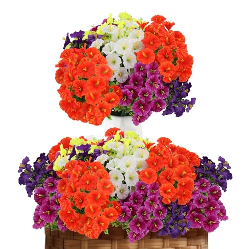 ddckj Fiori Finti da Esterno 10 Mazzi Piante Artificiali da Esterno Petunie Resistente ai raggi UV Outdoor Decor Suitable for Home Gardens, Balconi, and Porches