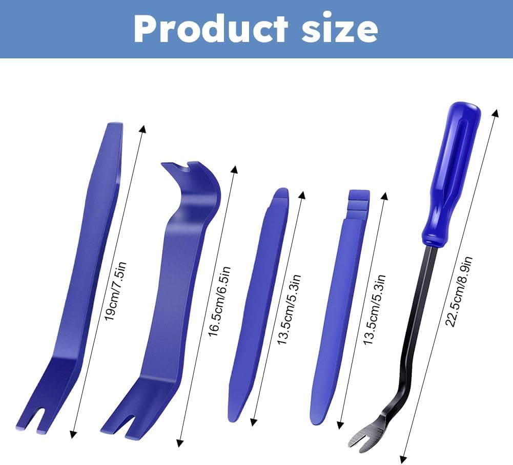 Einesin Kit Smontaggio Plastiche Auto, Kit Smontaggio Pannelli Auto, Leve Plastica Smontaggio Auto per Pannelli Auto Autoradio Cruscotto(5 Pezzi, Nero