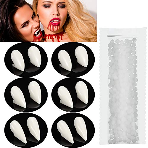 BBTO Vampire Teeth Fangs, Halloween Party Cosplay Dentures Prop Decoration with Teeth Pellets