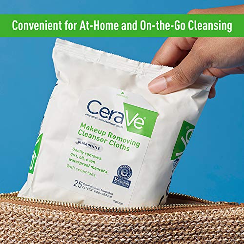 image for CeraVe Makeup Removing Cleanser Cloths | Makeup Wipes to Remove Dirt, 