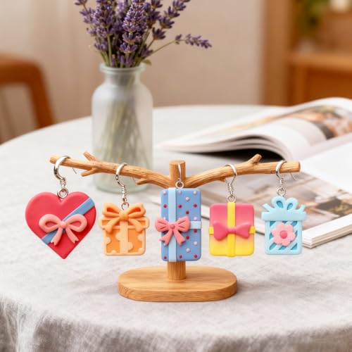 Image of ORIGACH 22 Pcs Gift Box Polymer Clay Cutters Set Bow Star Heart Rectangle Shapes Earring Clay Cutter DIY Craft Supplies for Earring and Jewelry Making
