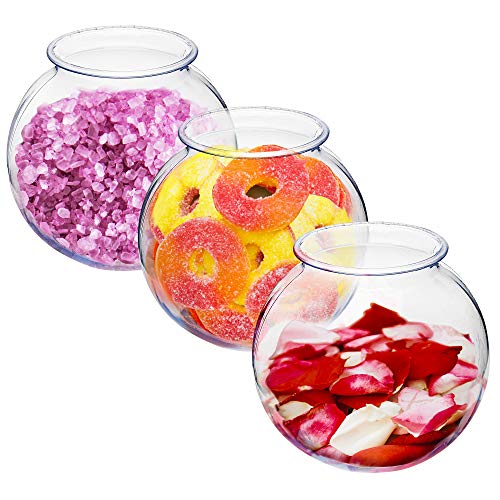 Srenta 16oz Plastic Ivy Bowls | Perfect for Home Decor, Goldfish Game, Event Supplies. Pack of 3 Transparent Vase