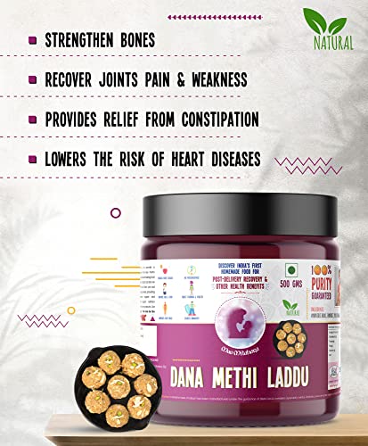 Image of Maa Mitahara Post Pregnancy Laddu with Dana Methi | Traditional Ayurvedic Gond Laddu for New Mothers | Supports Recovery, Strength & Lactation | Ready to Eat (300g, Dana Methi)