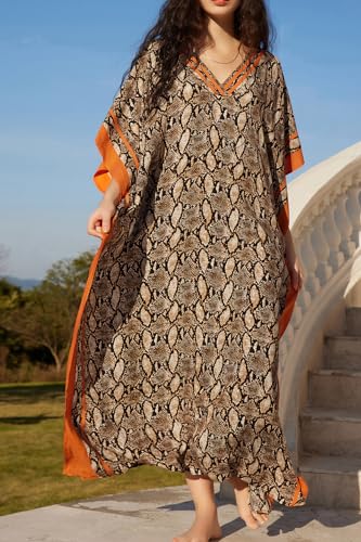 Kaftan bikini cover ups mujer maxi pareo de playa bohemio con escote V de verano 2