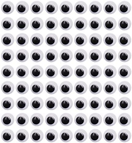 DECORA 1000 Pieces 12mm Round Wiggle Googly Eyes with Self-Adhesive for Scrapbooking and Crafts