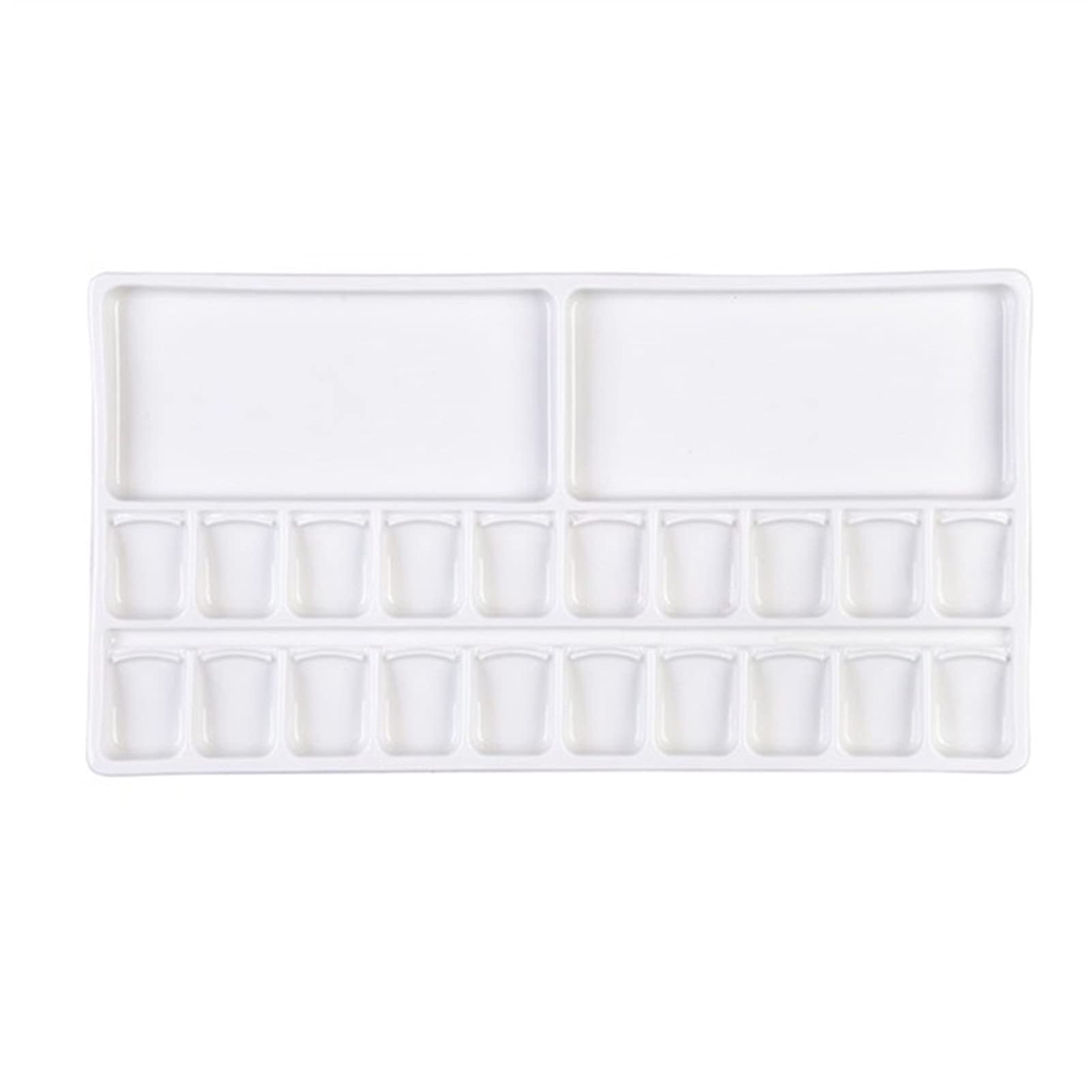 Flat Paint Mixing Palette， White Ceramic Flat Paint Mix Palette Multi-Cell Watercolor Porcelain