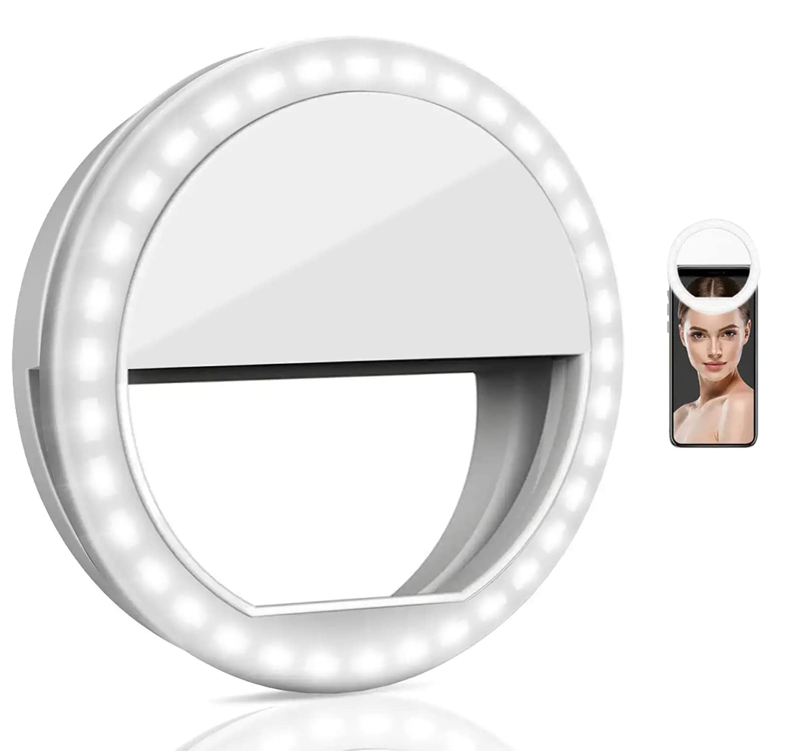 Selfie Ring Light, Portable Clip Selfie Light with 36 LED for Live Streaming, Zoom Meeting,Smart Phone,Laptop, Make up, 3 Lighting Mode