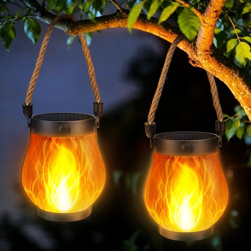 Jyoiat Solar Flame Lantern Hanging Outdoor Waterproof -...