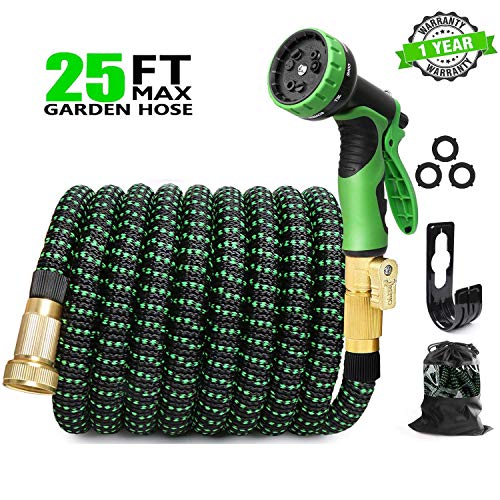 EASYHOSE 25ft Expandable Water Garden Hose,Expanding Flexible Hose with Strength Stretch Fabric