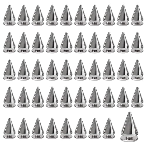 HONQX Spikes Nieten Studs for Clothes 7mm, 100stk Kegel Spikes Silber Metall Ziernieten Niten Spitz Spike Studs für Taschen Kleidung