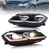 JianChao LED Headlights Compatible with VW Golf 7.5 / MK7.5 2018-2021 (NOT Compatible with Golf GTI and Golf R Models)(Silver A Pair LED)