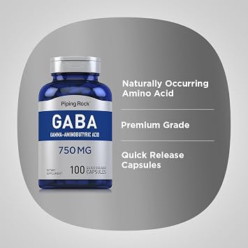 Piping Rock GABA Supplement | 750 mg | 100 Capsules
