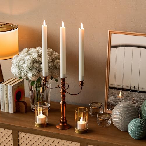 Velas cónicas recargables sin llama led titilantes con mando a distancia 5