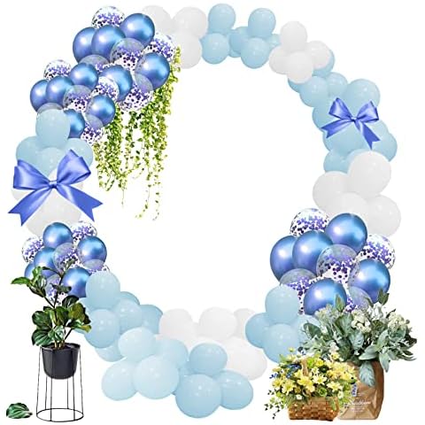 Round Balloon Column Arch Kit, Circle Balloon Arch Set stand for Wedding Birthday Party Background Decor, Reusable Stand Frame Display Kit with 2pcs Balloon Adhesive Tape tools (180cm) Cover