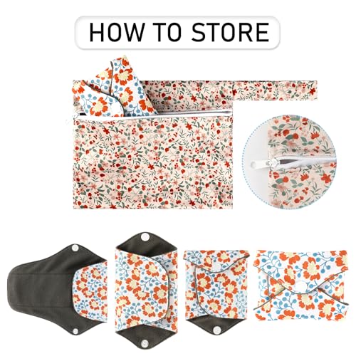 Image of PHOGARY Reusable Menstrual Pads, Reusable Sanitary Pads for Women, Washable Overnight Cloth Menstrual Pad Heavy Flow with Wet Bag (7 in 1, 10in*7in)