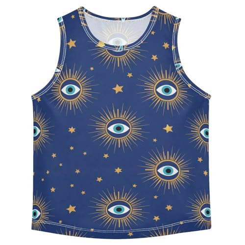 J JOYSAY Evil Eye Stars Blue Boys Tank Top Sleeveless Muscle Shirts Quick Dry Workout Sport Active Kids T-Shirts 3-15T
