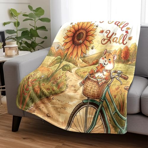 Couverture aquarelle hamster d'automne grand plaid doux canapé voyage plage - 3