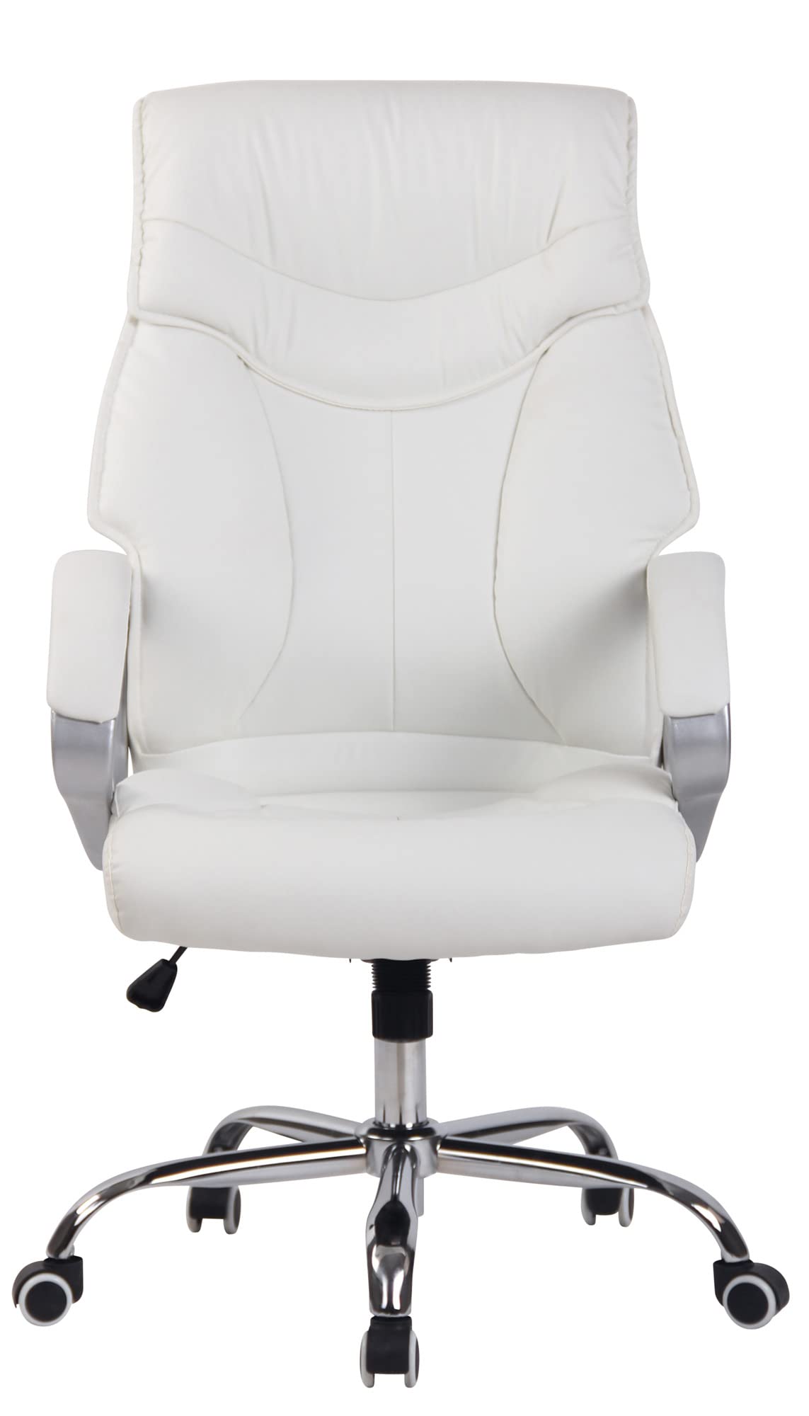CLP Fauteuil De Bureau Torro en Similicuir I Chaise De Bureau A roulettes I Accoudoirs I Hauteur Réglable I Pivotante I Piètement Métal Couleur:Blanc