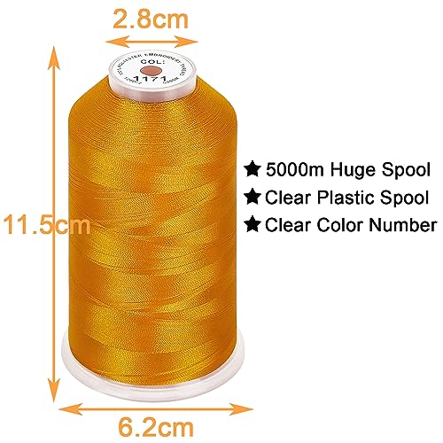 Image of New brothread - Single Huge Spool 5000M Each Polyester Embroidery Machine Thread 40WT for Commercial and Domestic Machines - Marigold