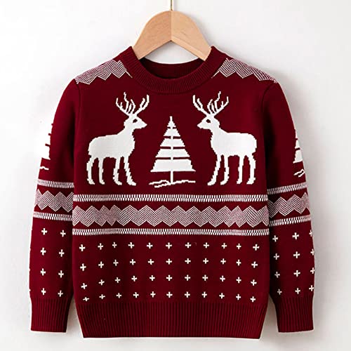 Kids Toddler Boys Girls Christmas Sweater Knitted Long Sleeve Crewneck Pullover Reindeer Sweaters Children Sweatshirts2