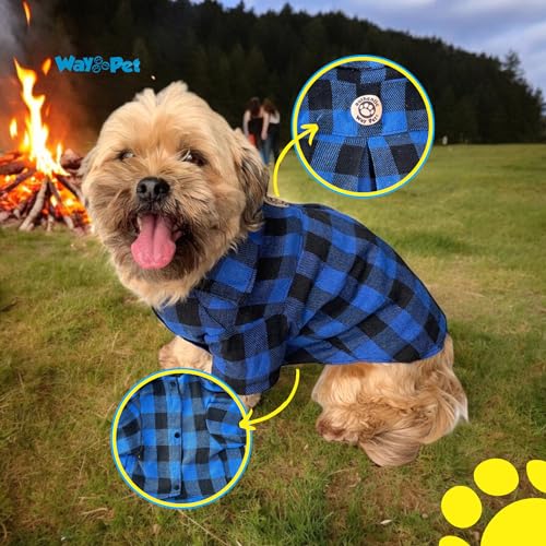 WAY PET Camisa Flanela com Botões para Cães, Camisa para Cachorros, Estilo e Conforto para Cães Mach