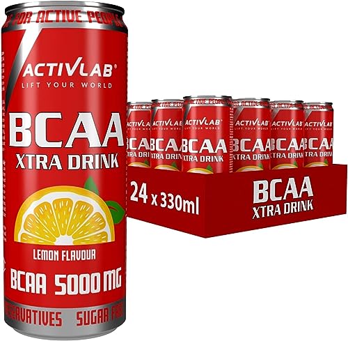 Activlab Getränk mit Aminosäuren - 5000 mg BCAA pro Dose - Aminosäuregetränk - Zuckerfrei - Körperregeneration - 24 x 330 ml Zitrone Xtra Drink