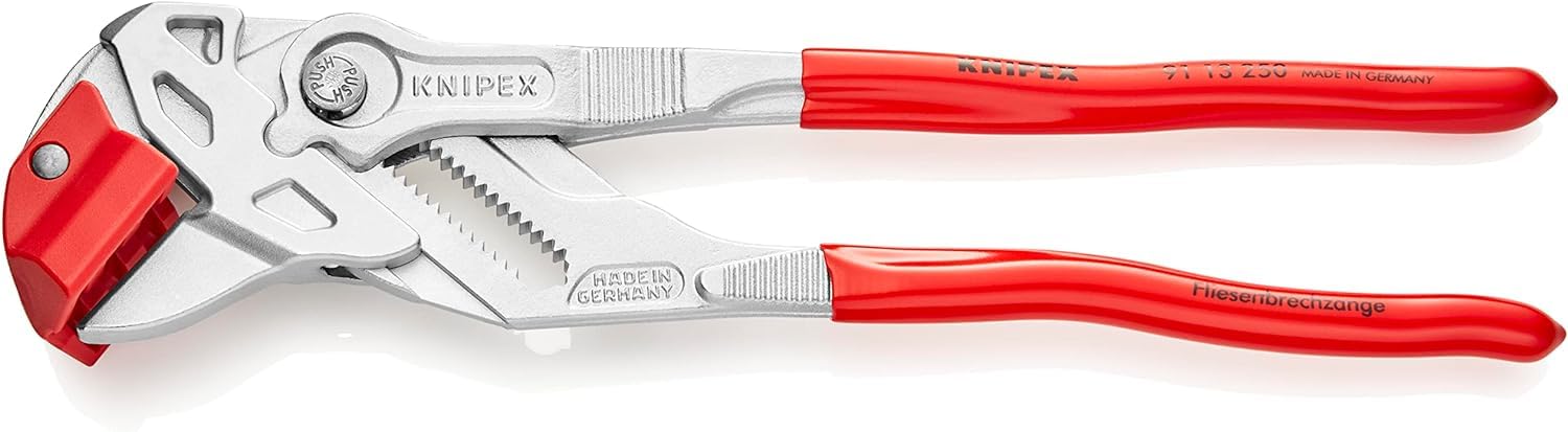 Knipex Red Tile Breaking Pliers Chrome-Plated With Plastic Coating 250 Mm, 91 13 250