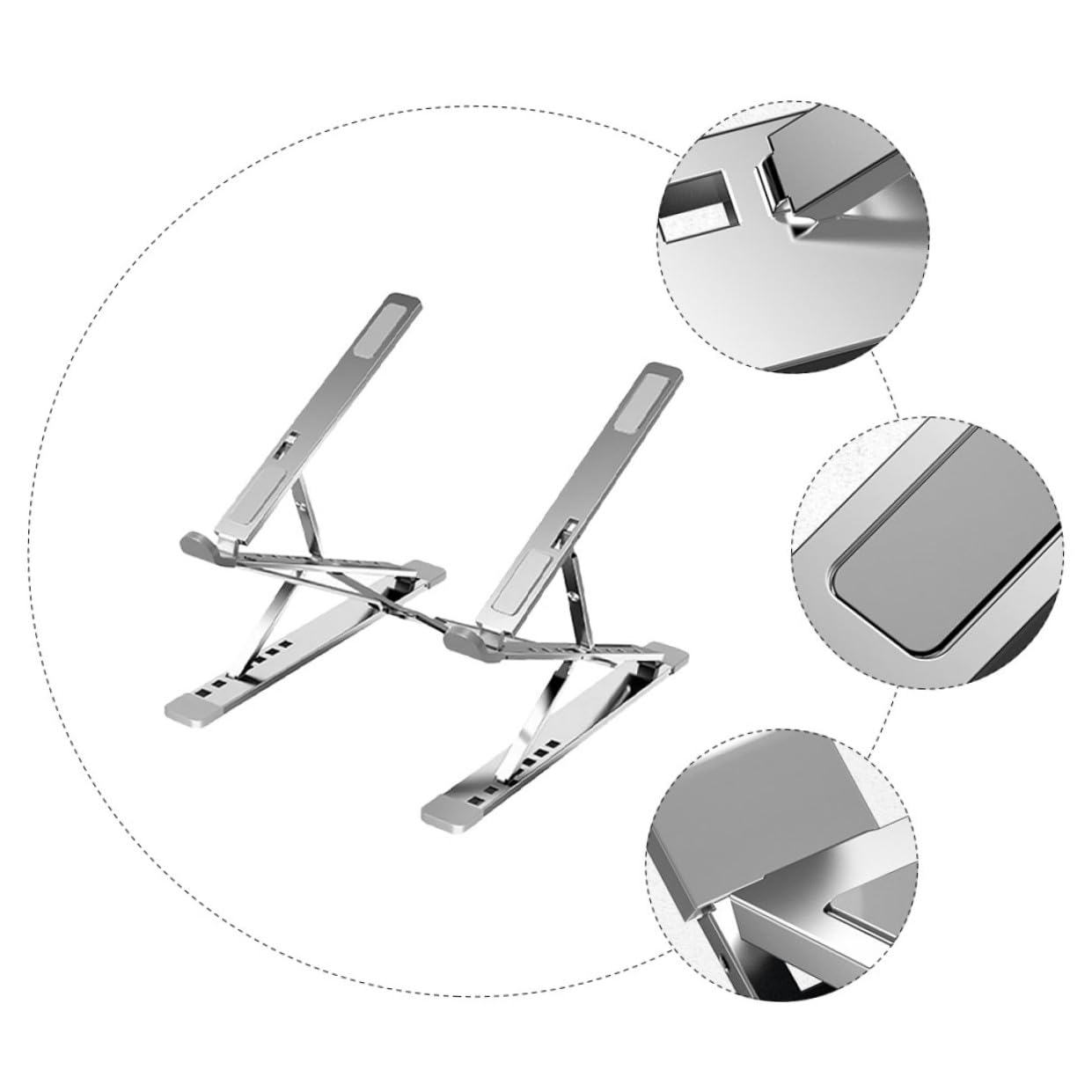 DOITOOL Soporte para Portátil De Aluminio Ajustable Portátil Ergonómico para Oficina y Hogar Plata Refrigeración Multifuncional para Computadora y Tabletas