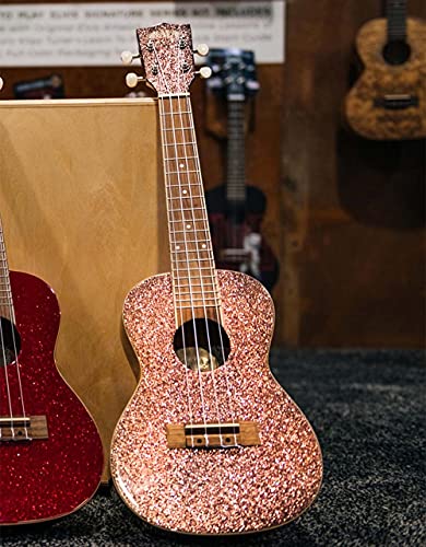 Kala Ka-Sprk-Pink Sparkle Pink Champagne Concert Ukulele With Walnut Fretboard And Aquila Super Nylgut Strings Bundle With Blucoil Ukulele Accessories Kit #TOP2
