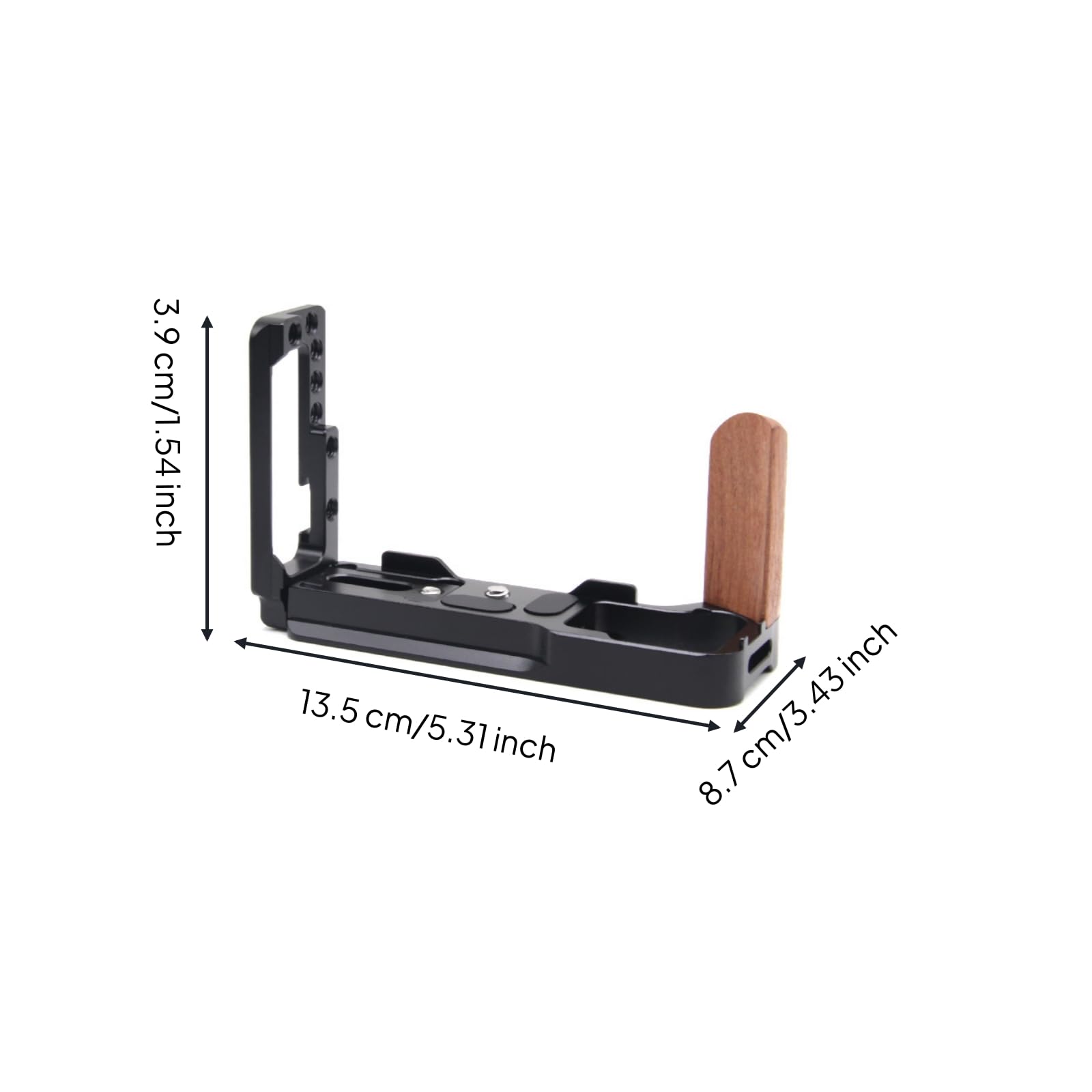Camera Grip Impugnatura L Piastra a Sgancio Rapido Staffa Alluminio con Fori Regolazioni Flessibili Presa Ergonomica per Riprese Stabili Adatto a , Manico In Legno Di Pero