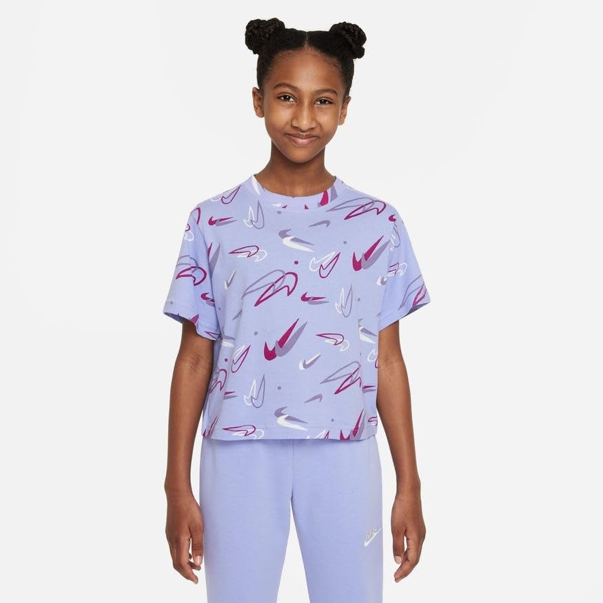 T-Shirt Tricot Garçon Nike Sportswear Jr Dv0568 569 en coton violet pour le sport et quotidien