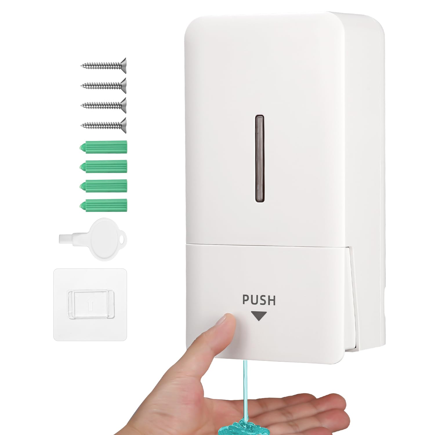 Dispenser Sapone Bagno, Dispenser Sapone Bagno a Muro Ideale per Bagni Commerciali, da Utilizzare con Disinfettanti e Saponi per le Mani, ABS Bianco 800ML Grande Capacità