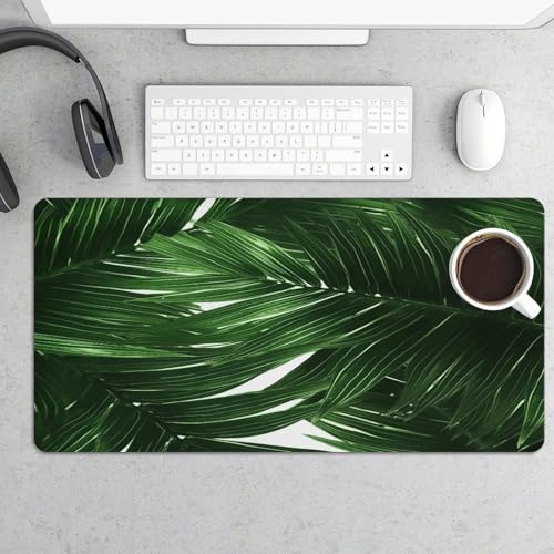Green Palm Leaves Desk Pad impermeable para computadora miniatura 5
