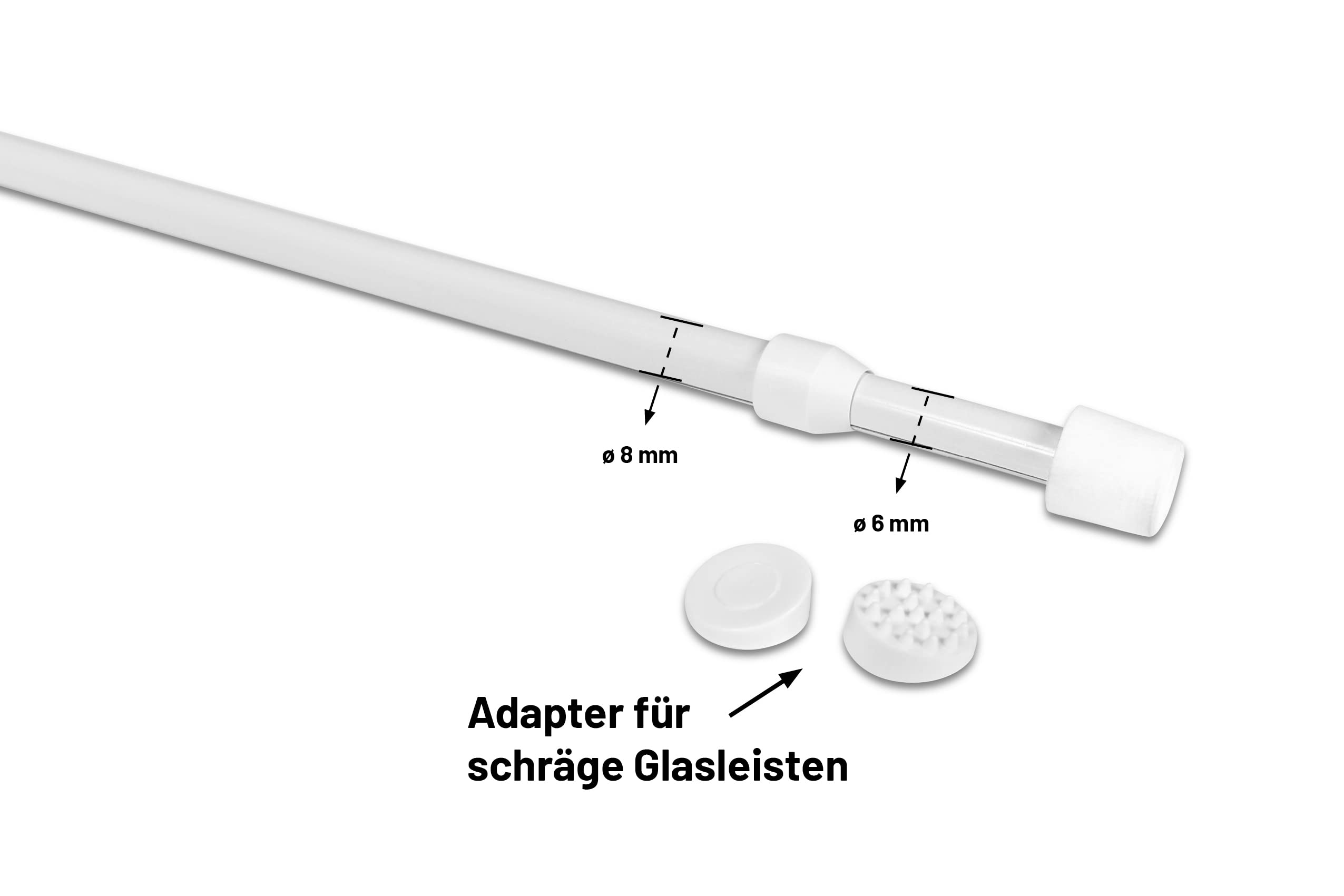 Deco-Raum Asta di serraggio girevole bianca, lunghezza 60-100 cm, senza fori e viti, set da 2 pezzi metallo-plastica