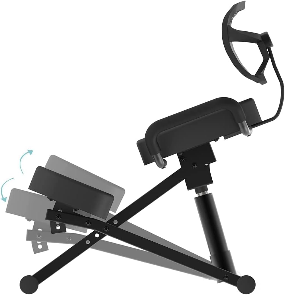 Master Massage Ergonomic Kneeling Chair for Upright Posture,Foldable Posture Chair with Thick Memory Foam Cushions,Adjustable Stool for Home, Office- Relieving Back and Neck Pain (with Backrest)