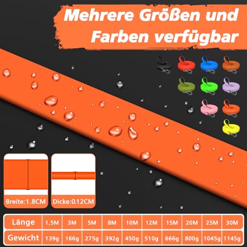 X XBEN Wasserdicht Schleppleine für Hunde,3M 5M 10M 15M 20M 30M Gummierte Schleppleine mit Abschließbarer Karabine,Wasserfest Hundeleine Laufleine für Große bis Kleine Hunde,Robuste Trainingsleine