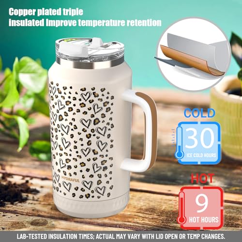 Hydraful Insulated 64 oz Leak-Proof Tumbler - Women Men Gifts