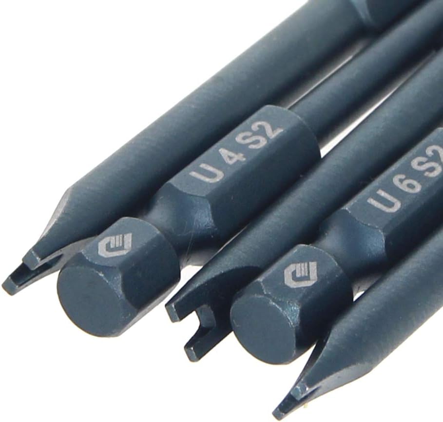 Utoolmart U Shape Screwdriver Bits, U4+U5+U6+U7+U8 Magnetic U Shape Head Magnetic Screwdriver Bit, with 1/4 Inch Hex Shank, 65mm Length S2 Steel Screw Driver Kit Tools, for Repair Work, 1 Set