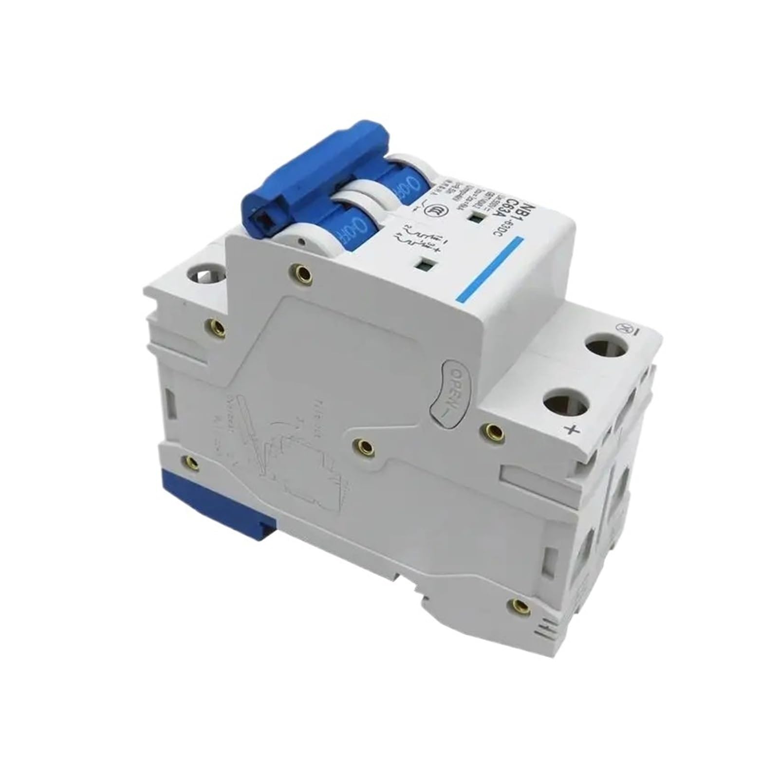 Interruptor magnetotérmico automático de corriente continua de 2 polos para cuadros eléctricos