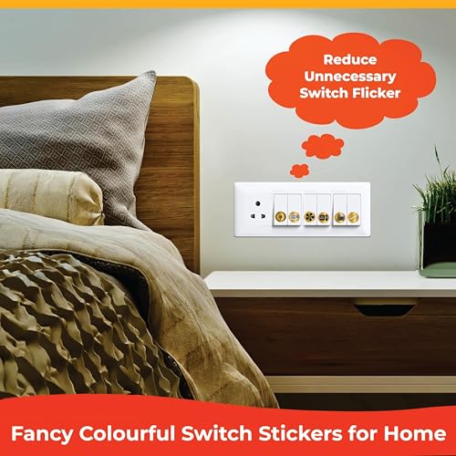 Image of Gold Black Metallic Colour Switch Board Stickers for Home | 330 Labels with 22 Icons for Fan Light AC Fridge | Elegant Electric Switch Stickers for Button Labeling | Modular Switch Panels