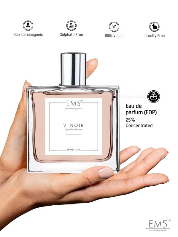 Image of EM5 V Noir Day & Night Perfume for Women | Warm Spicy Coconut White Floral Fragrance | Eau De Parfum Spray | Luxury Gift for Her