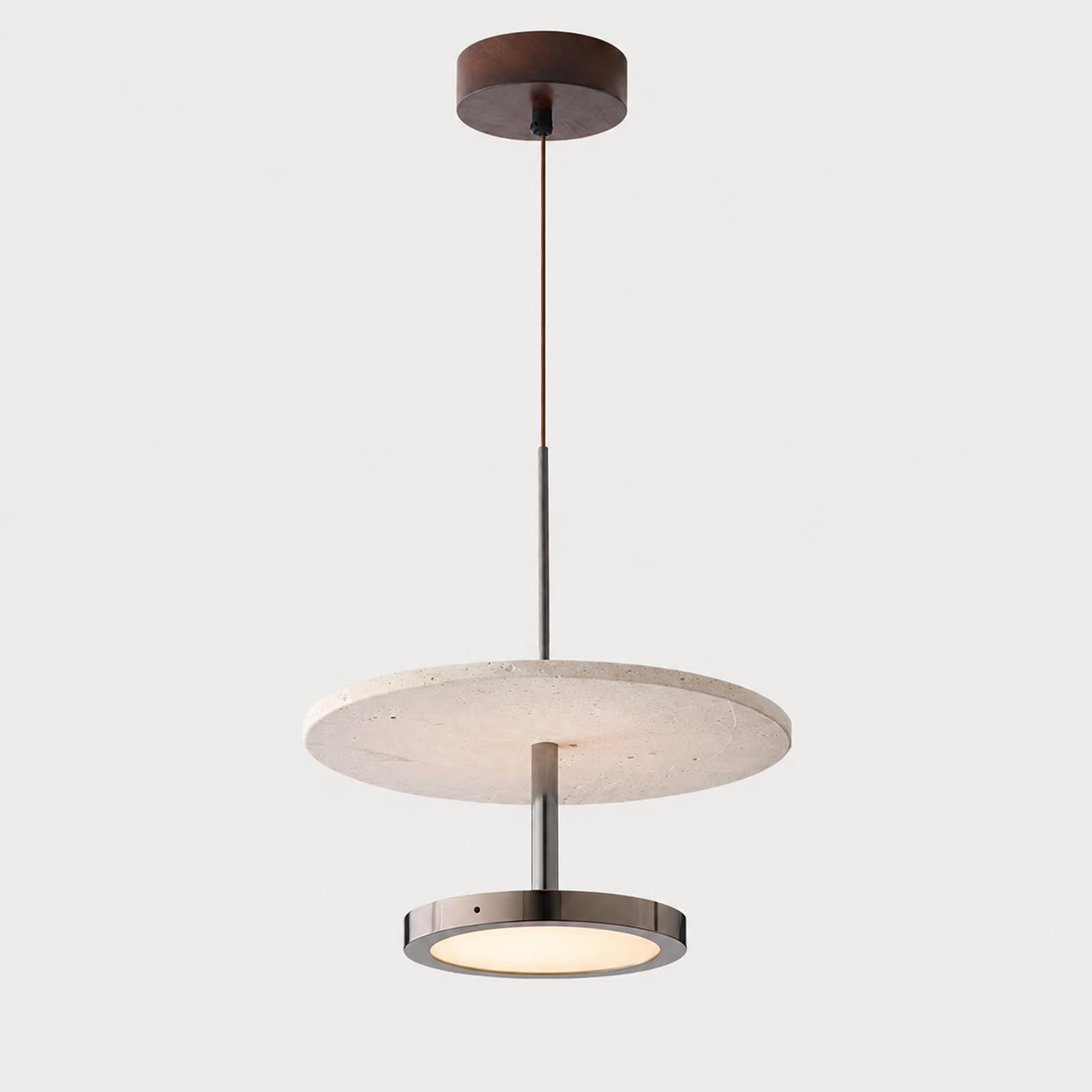 Kikioo Natural Yellow Travertine Pendant Light for Bedroom, Living Room