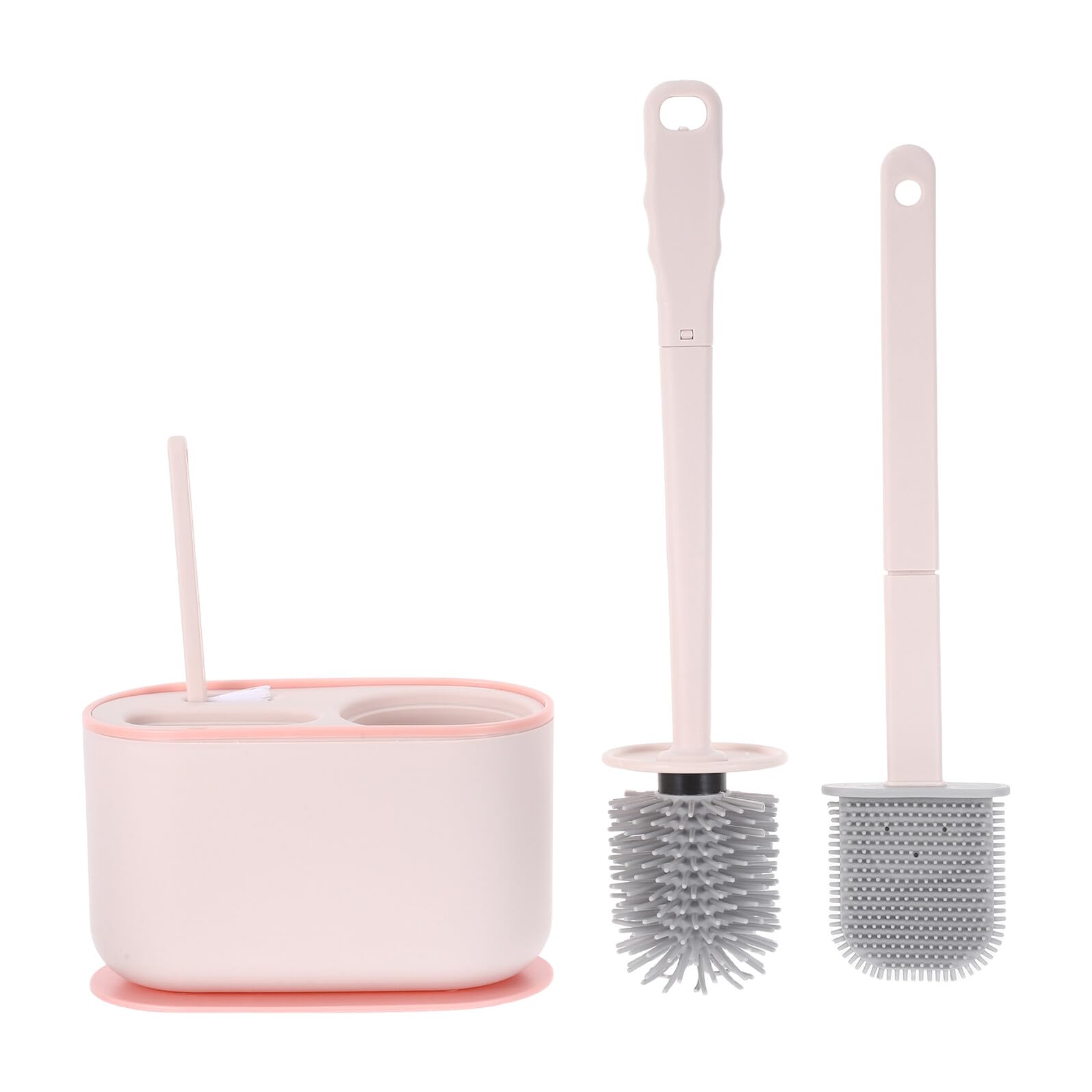 NOLITOY Escobilla de Inodoro Montada en Pared Mango Largo Kit de Cepillo y Soporte de Plástico Rosa para Limpieza Profunda del Baño Accesorios Baño Ahorro de Espacio Uso Doméstico y