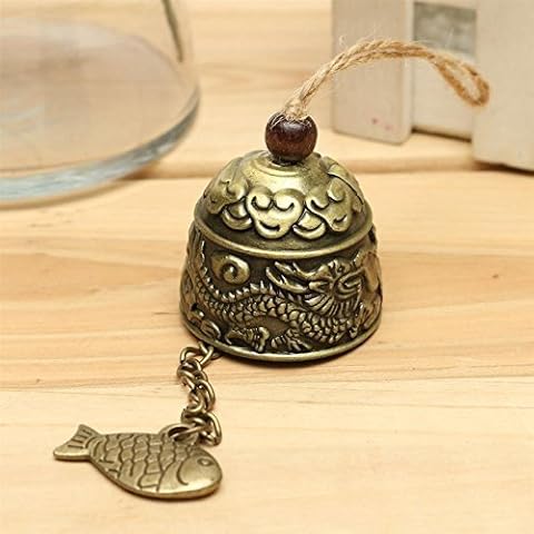 Katoot@ Metal Small Wind Chimes Cool Vintage Dragon Fish Pattern Car Door Bed Hanging Bell Pendant Home Garden Chinese Style Decoration (Dragon) Cover