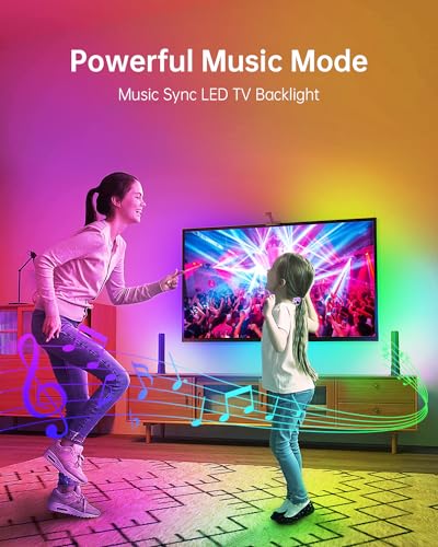 Daymeet-TV-LED-Backlight-164FT-LED-Lights-for-TV-for-45-85-inch-TV-Led-Light-Strip-Backlight-ICRGB-Rainbow-Color-Changing-TV-Lights-USB-Music-Sync-Bluetooth-APP-Control-with-Remote-for-Bedroom