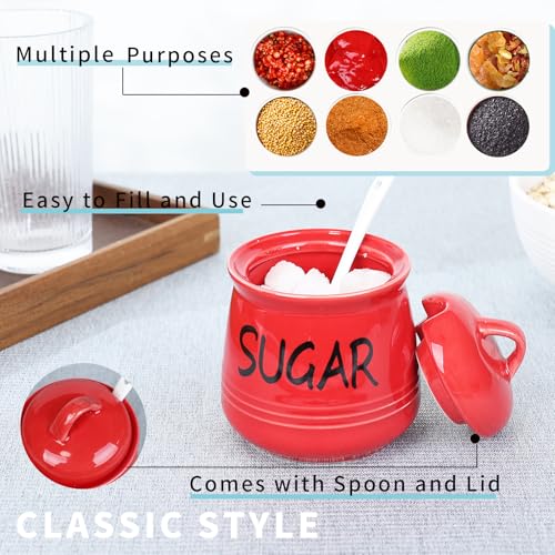 HAOTOP Porcelain Sugar Bowl with Lid and Spoon