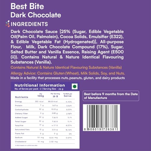 Image of NOVA NOVA Best Bite Choco Filled Cones|Dark Chocolate - Pack Of 4|100% Eggless|No Added Preservatives,100 Gram