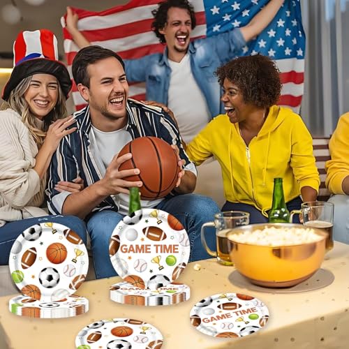 Image of 50Pcs Sports Birthday Paper Plates 7 inch Sports Theme Party Supplies